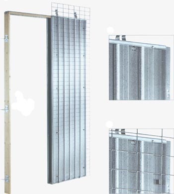 Estructura para puertas correderas sin preenfoscar. Armaz�n met�lico grecado en negativo que proporciona una mejor adherencia del mortero � yeso. Se suministra con una red met�lica y no precisa de ninguna malla adiccional para unir la estructura a pared.