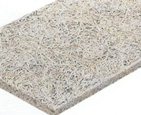 C. Panel aislante r�gido de viruta de madera gruesa mezclada con cemento.